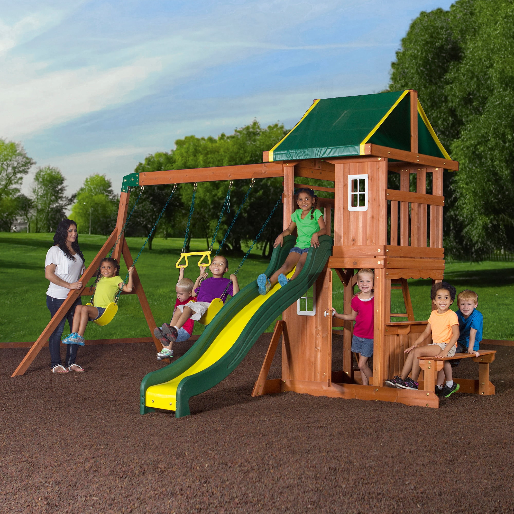 Backyard Discovery Oakmont Cedar Wooden Swing Set ...