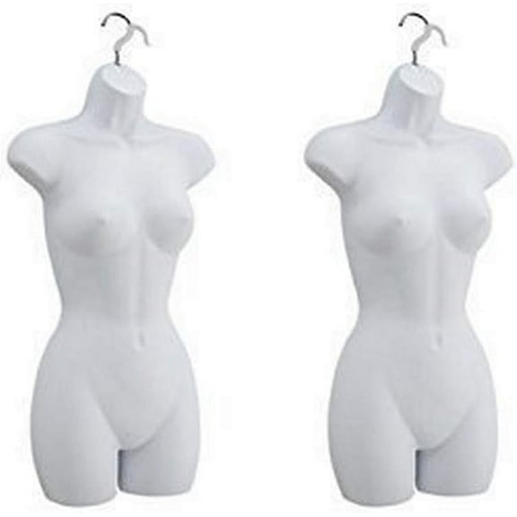Set of 2 Female Hook Hanging Mannequin White (67W) Made by OM