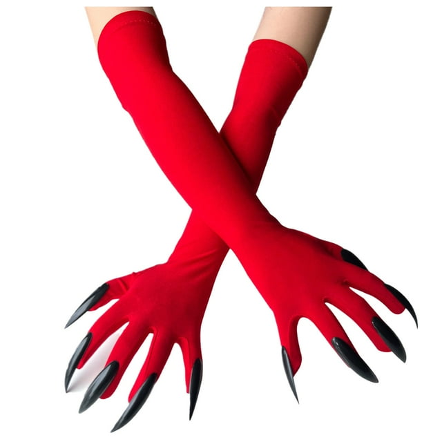 GDREDA Halloween Cat Gloves with Long Nails for Carnival Party Accessory Kit Purple,One Size