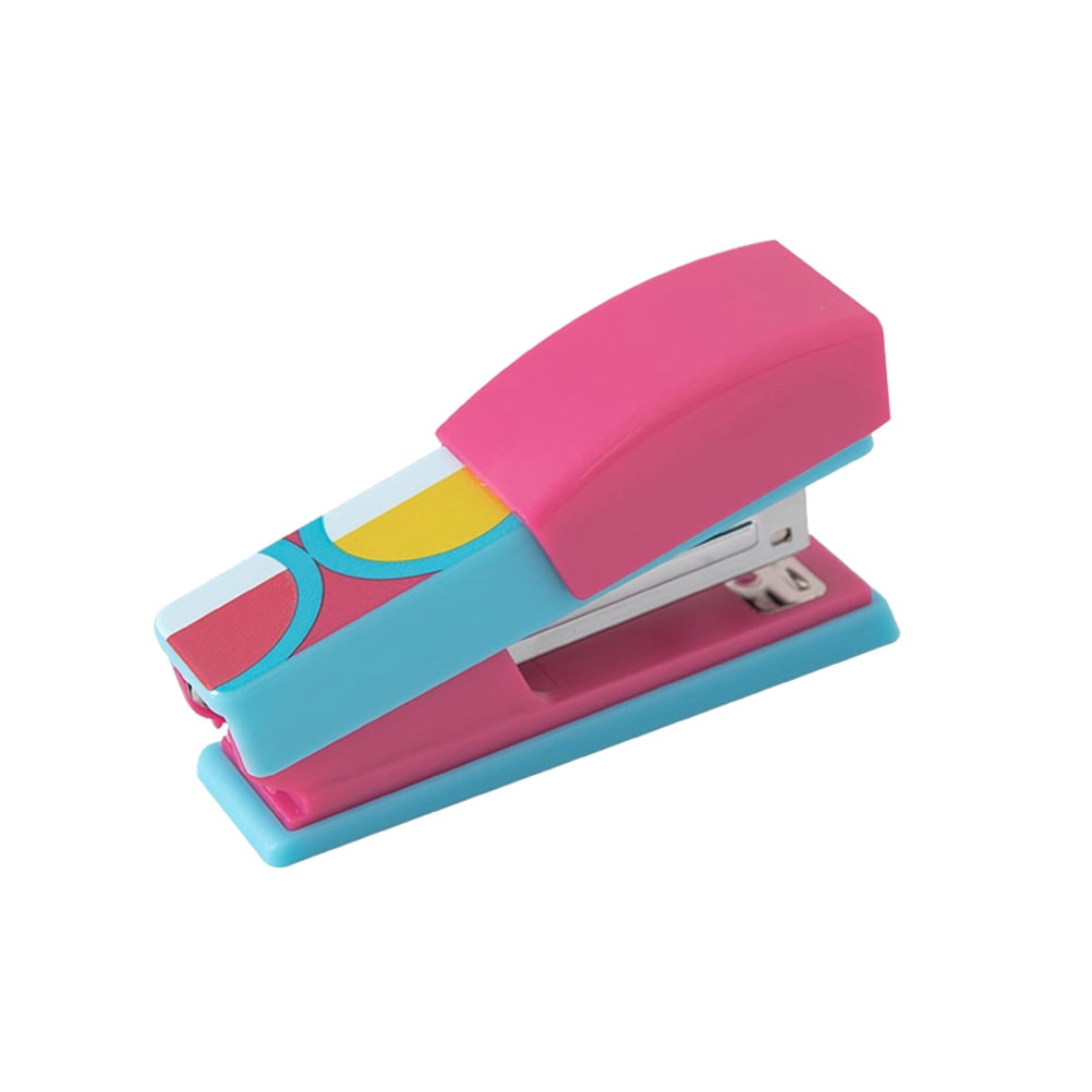 1PC Mini Portable Stapler Manual Stapling Machine Stationery School Office Supplies (Pink)