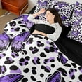 thumbnail image 4 of Castle Fairy Purple Butterfly Girl Twin Bedding Sets,Leopard Print Bedding Comforter Set, 4 of 8