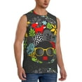 thumbnail image 2 of Bixox Men's Black Head Woman with Fox Hair Printed Shirt Sleeveless Fitness Tank Top-Medium, 2 of 7