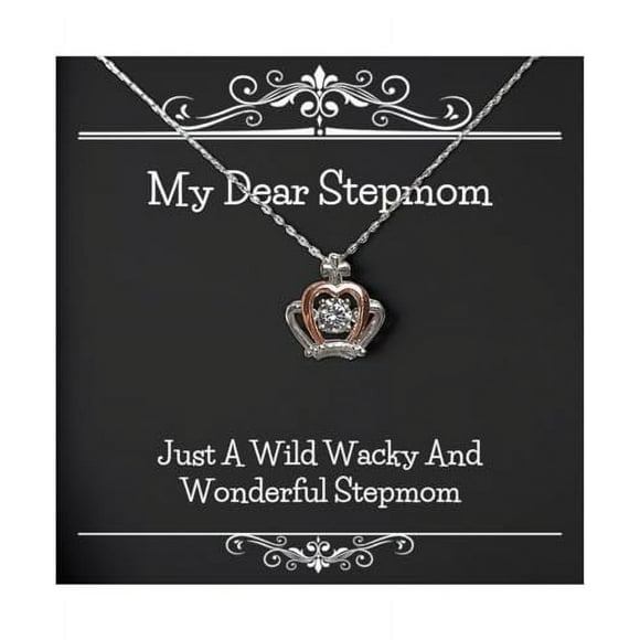 Just A Wild Wacky And Wonderful [B[] Stepmom Crown Pendant Necklace, Sarcastic Stepmom Gifts, Jewelry For Mom from Son Daughter, Gifts for Daughter, Daughter Gifts, Gift ideas for Daughter, Christmas