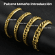 thumbnail image 3 of Pulsera De Oro Esclava Hombre Cubano Acero Inox 6mm 8mm Xtellar dorado, 3 of 4