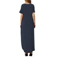 thumbnail image 6 of Women's Summer Maxi Dress Casual Loose Pockets Long Dress Short Sleeve Split Maxi Dresses, 6 of 6