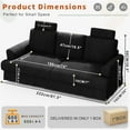 thumbnail image 5 of 87.5" Corduroy Sofa Couch for Living Room, AAQZ 3 Seater Sofa in a Box, Headrest, 2 Pillows,Black, 5 of 13