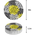 thumbnail image 1 of FMSHPON Multicolor Dahlia Pinnata Flower Customized Yellow,Black,Grey Set of 4 Round Coaster for Drinks, Absorbent Ceramic Stone Coasters Cup Mat with Cork Base for Coffee Table Bar Decor, 1 of 5