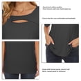 thumbnail image 4 of Top de manga corta para mujer Moda Casual Cuello redondo Escote hueco Color sólido Camisa de manga corta Negro M, 4 of 4