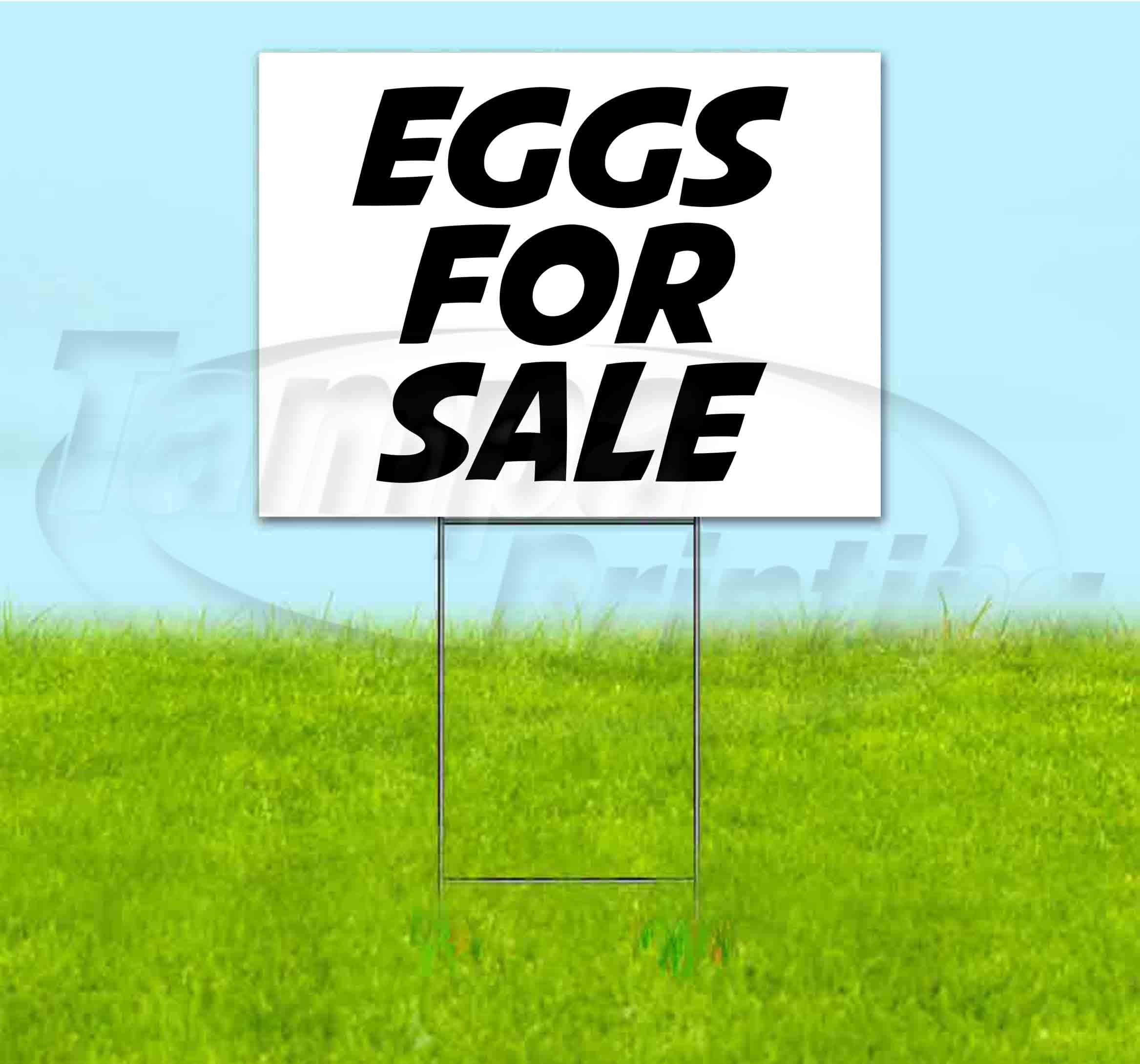 EGGS FOR SALE (18" x 24") Yard Sign, Quantity Discounts, MultiPacks, Includes Metal Step Stake