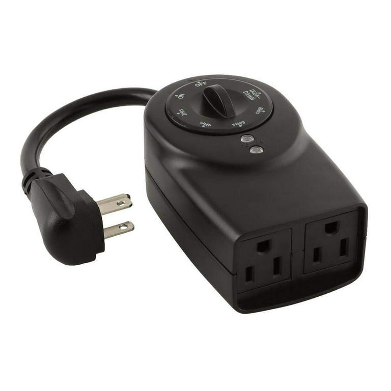 8.3 Amp 24-Hour Outdoor Wireless Remote Photocell 3-Outlet Control Timer,  Black