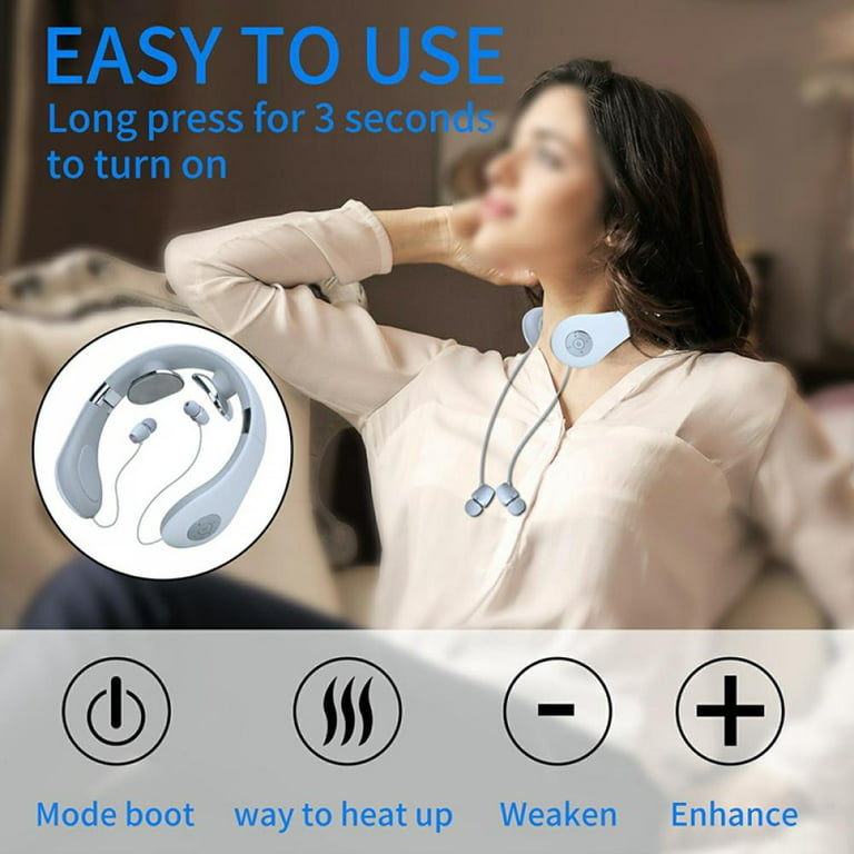2 in 1 Neck Massager for Pain Relief, 5.0 Bluetooth Music Headset  Intelligent Neck Massager with Heat, Deep Tissue Trigger Point Massager,  Portable
