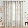 thumbnail image 3 of Curtainking Black Geometric Striped Curtains Light Filtering Linen Blend Farmhouse Boho Grommet Curtains for Living Room 96 Inch Pack of 2, 3 of 8