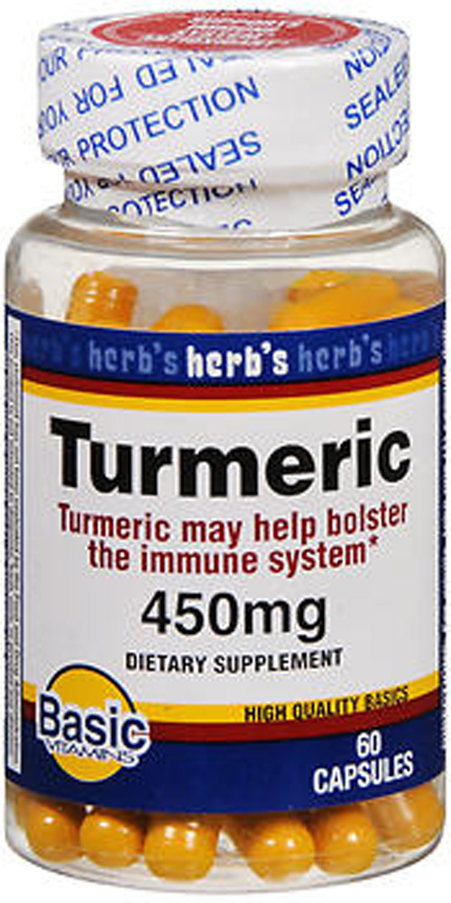 Basic Vitamins Turmeric Capsules, 450 mg, 60 Count