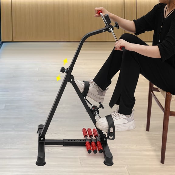 Pedal Exerciser for Physical Therapy & Arm/Leg Workout, Under Desk Bike Pedal Exerciser with 8-Level Adjustable Resistance, LCD Monitor