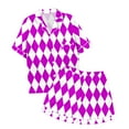 thumbnail image 4 of Aocisk Sleepwear Kids Childrens Fashionable Rhombus Print Button Down Lapel Short Sleeve Top Shorts Pajama Set for Kids 2 13 Years Girls Pajama Set Hot Pink 12-13 Years, 4 of 4