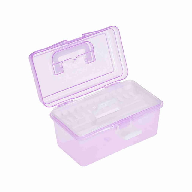 Contenedor De Almacenamiento Para Manualidades, Caja De Arte Con Asa, Apilable De 2 Capas, Estuche De Plástico Portátil Para Organizar Artículos De Papelería, Costura,