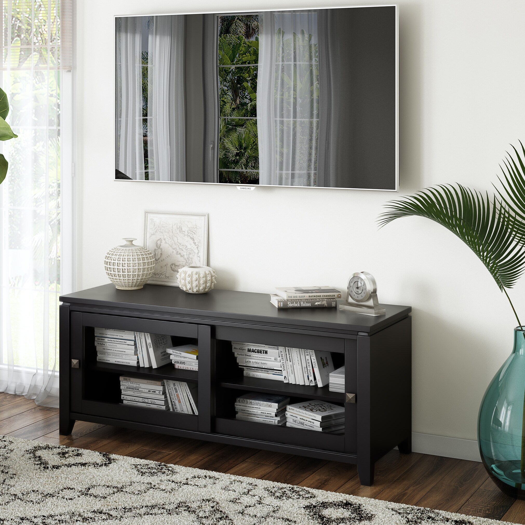 WyndenHall Essex SOLID WOOD 48 inch Wide Contemporary TV Media Stand