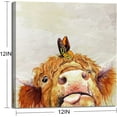 thumbnail image 2 of Cute Highland Cow Print Decor Rustic Farmhouse Wall Decor Retro Cow with Butterfly Pictures Wall Art Abstract Animal Canvas Paintings for Bedroom Bathroom Decor Funny Home Artwork, 2 of 3
