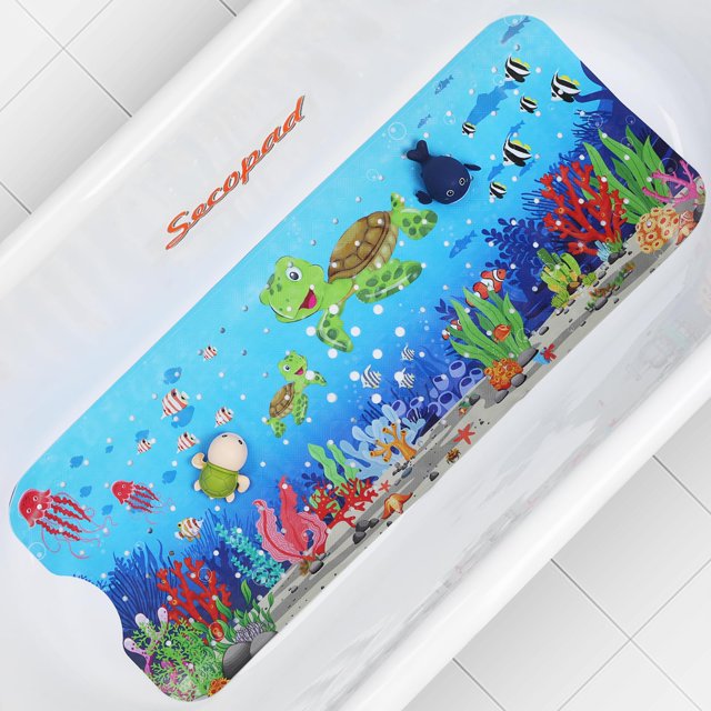 Alfombra de baño para bebés Secopad Cartoon Antideslizante de 100 x 40 cm con ventosas