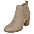 thumbnail image 2 of Soda Women Ankle Boots Slip-On Booties Elastic Shaft Pointed Toe Block High Heel PHYSIC-S Beige Taupe 9, 2 of 3