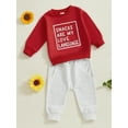 thumbnail image 4 of Okbabeha Toddler Baby Boys Girls Valentines Day Outfit Snacks are My Love Language Sweatshirt and Jogger Pants 2pcs Clothes Set, 4 of 8