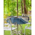 thumbnail image 3 of Fsddascl Blue Brown Moire Outdoor Tablecloth - 54 Inch Round Dining Table Cover, Ombre Contemporary Geometric Waterproof Outdoor Table Cloth with Umbrella Hole & Zipper for Picnic/Patio/Party, 3 of 7