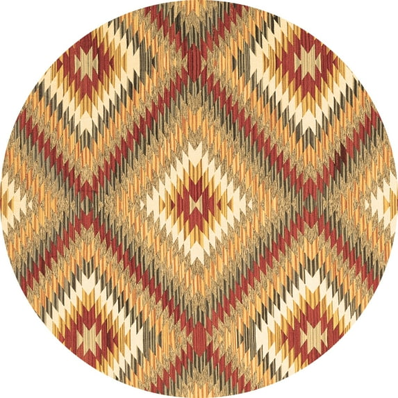 Ahgly Company Indoor Round Southwestern Brown Country Area Rugs, 3' Round