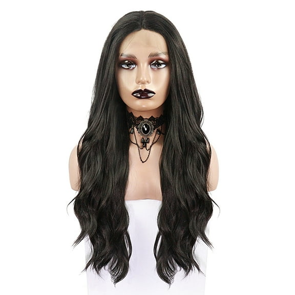 Unique Bargains Lace Front Wigs for Women 26" Black Long Body Wave with Wig Cap
