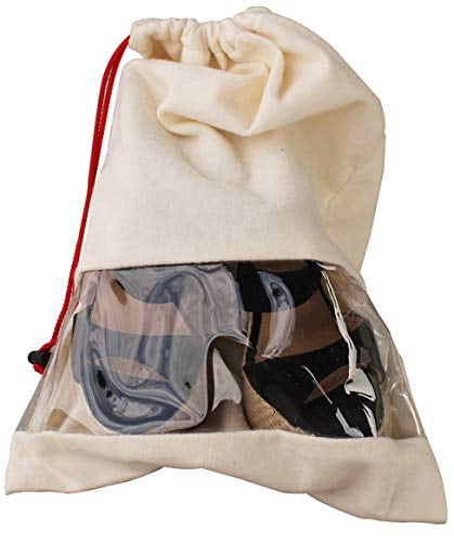 Earthwise Shoe Storage Bags Travel Portable Cotton Shoe Bags with Drawstring & Clear Window For Men and Women Made in the USA Double Shoe - 2 Pack, Natural 