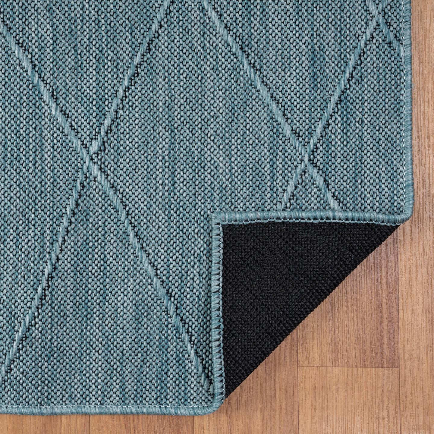 Luxe Weavers Non-Slip Washable Outdoor Aqua 6x9 Area Rug, Modern Geometric Carpet