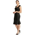 thumbnail image 5 of Ivy Dress - Wome's Sleeveless seamed stretch Ponte midi mermaid hem dress with front v-notch, 5 of 7