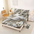 thumbnail image 2 of Manfei Emboss Owl Print King Sheets, White Floral Groovy Bedding, Off White, 4-Piece, 1 Flat Sheet, 1 Fitted Sheet and 2 Pillowcases, 2 of 6