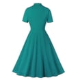 thumbnail image 2 of Vestido de solapa de manga corta vintage elegante para mujer Vestidos Hepburn de doble botonadura -c, 2 of 3