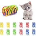 thumbnail image 1 of Juguete de resorte para gatos, resorte en espiral de plástico, regalo novedoso para mascotas, jugar con el propietario, 12 Uds. (colores mezclados) JM, 1 of 5
