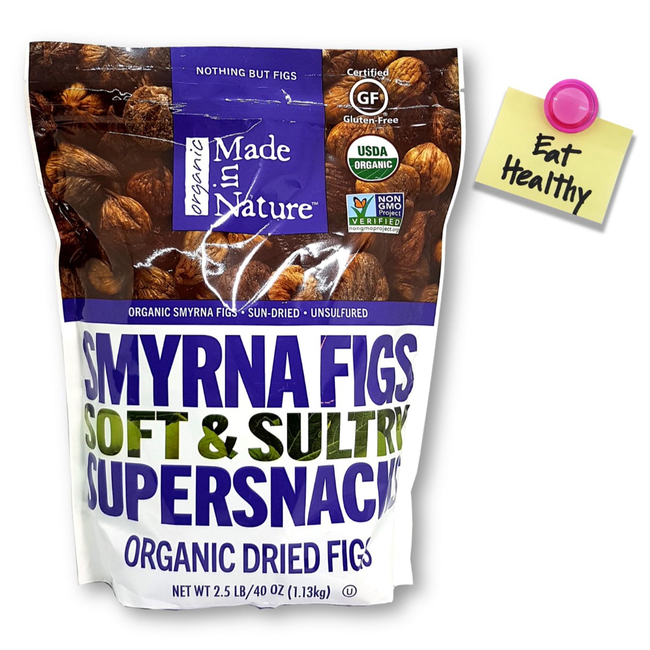 Made In Nature Organic Dried Smyrna Figs Nothing But Figs Gluten Free Non GMO 2.5 lbs (40 Oz