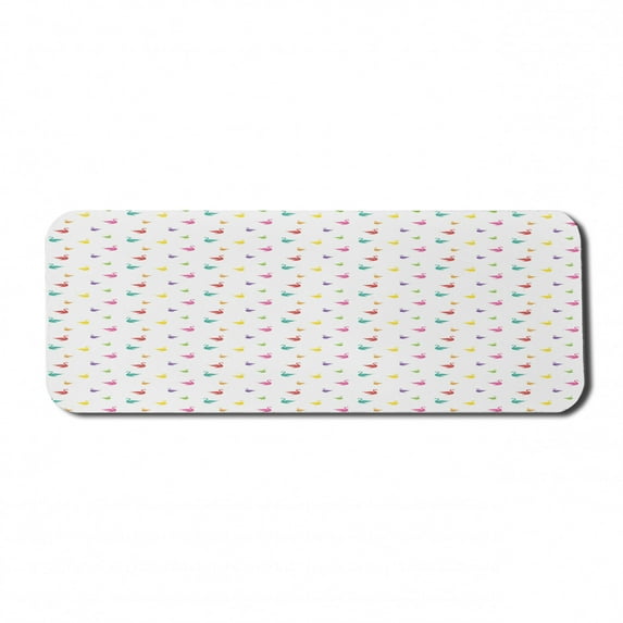 Swan Computer Mouse Pad, Rainbow Colored Swans Pattern Birds Wings Themed Nursery Kids Print, Rectangle Non-Slip Rubber Mousepad Large, 31" x 12" Gaming Size, Multicolor, by Ambesonne