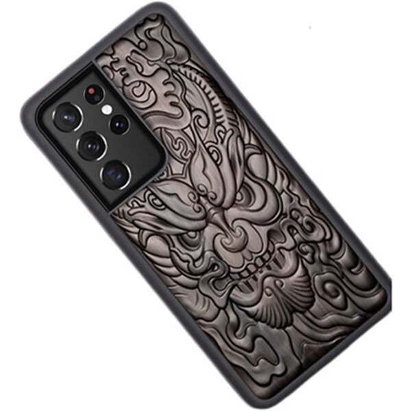 Funda de madera de ébano tallada de lujo para Samsung Galaxy S23 Ultra, funda protectora trasera de TPU, funda de teléfono S23 ultra Fivean unisex