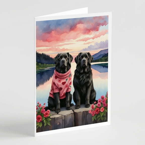 Newfoundland Two Hearts Greeting Cards Pack of 8 7 in x 5 in