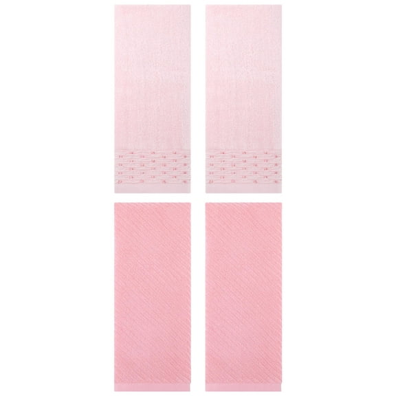 Unique Bargains 4 Pcs Cotton Quick Drying Soft Bathroom Hand Towel Pink