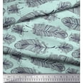 thumbnail image 2 of Soimoi Green Cotton Cambric Fabric Tribal Feather Print Fabric by the Yard 42 Inch Wide, 2 of 3