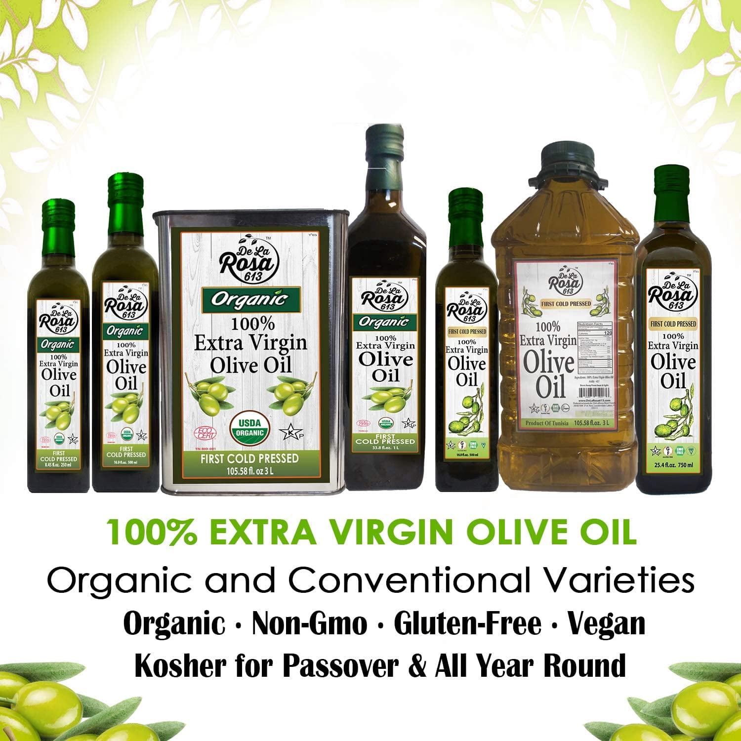 De La Rosa 613 Organic Extra Virgin Olive Oil & Raspberry Vinegar, 16.9 Oz (Pack of 2)