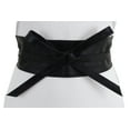 thumbnail image 5 of Women Black Metallic Shiny Black Faux Leather Wrap Around Tie Belt Fit Size S M, 5 of 7