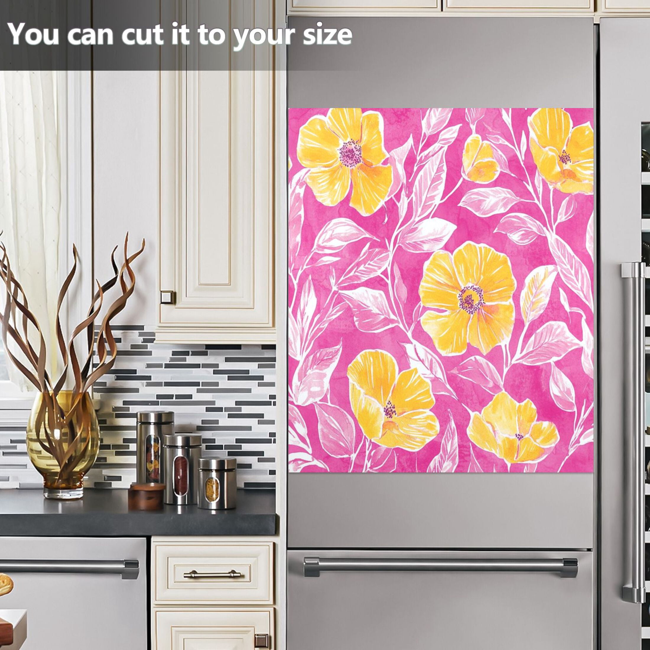 Dishwasher Magnetic Sticker 23x26 Inch Refrigerator Magnetic Sticker Washing Machine Magnetic Sticker Kitchen Panel Magnetic Sticker Home Decor Beautiful Yellow Flower
