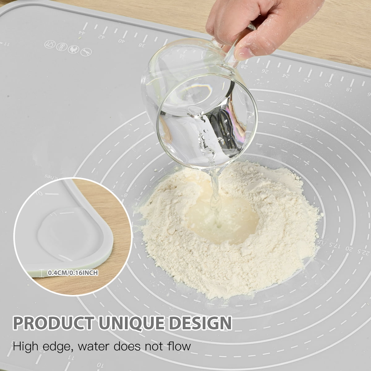 EuChoiz Silicone Pastry Mat 20" x 16" Non Stick Baking Mat Food Grade Silicone Rolling Dough Mat