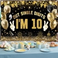 thumbnail image 2 of 10th Birthday Backdrop for Boys Black and Gold Balloons 10th Birthday Photography Background Funny Double Digits 10 Years Old Birthday Party Decorations Banner Supplies Photo Booth Props, 2 of 4