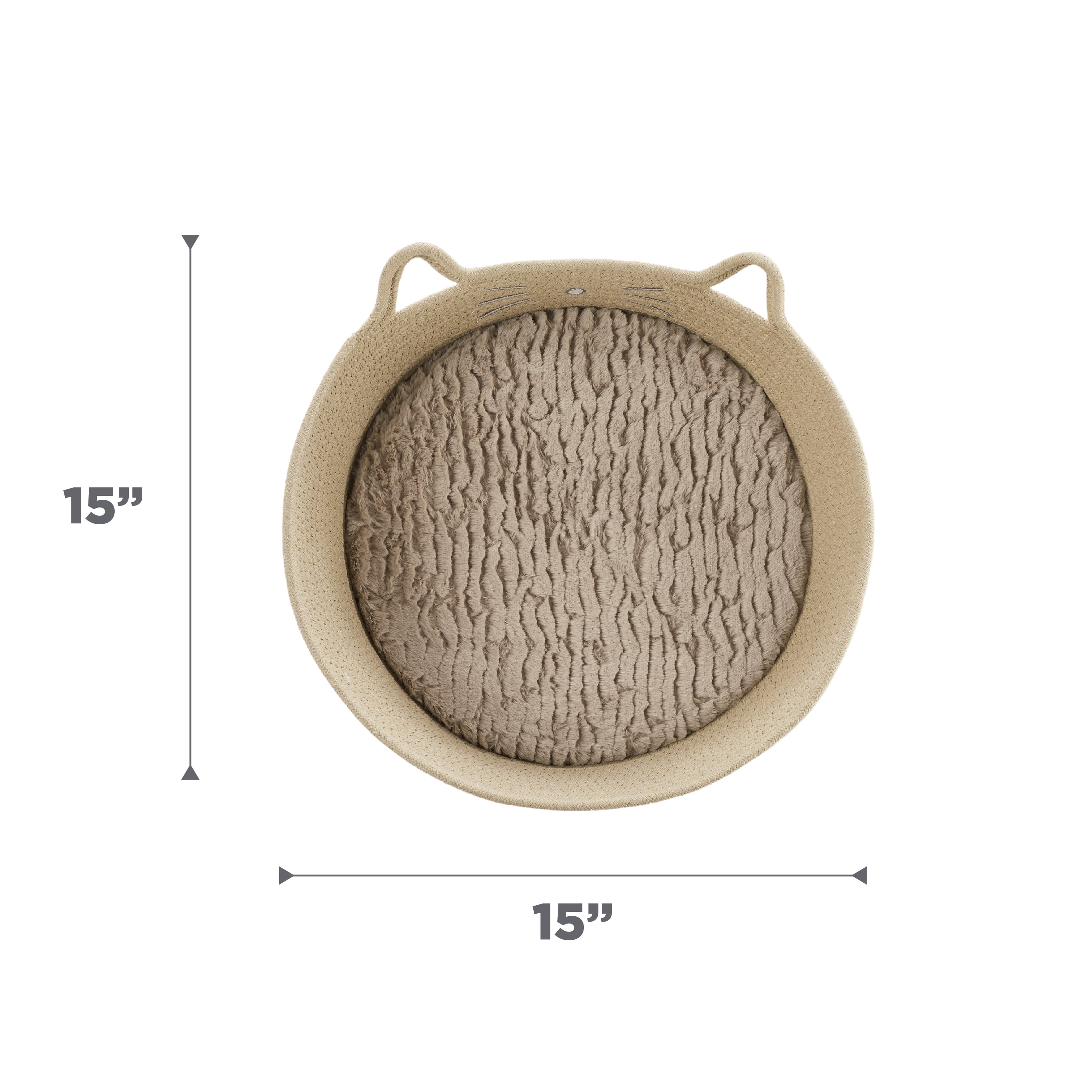 Catstages Bed & Basket Retreat 2-in-1 Cat Bed with Removable Cushion, Plush Cotton Rope, Tan, 15 in – Versatile Pet Bed and Toy Storage Basket