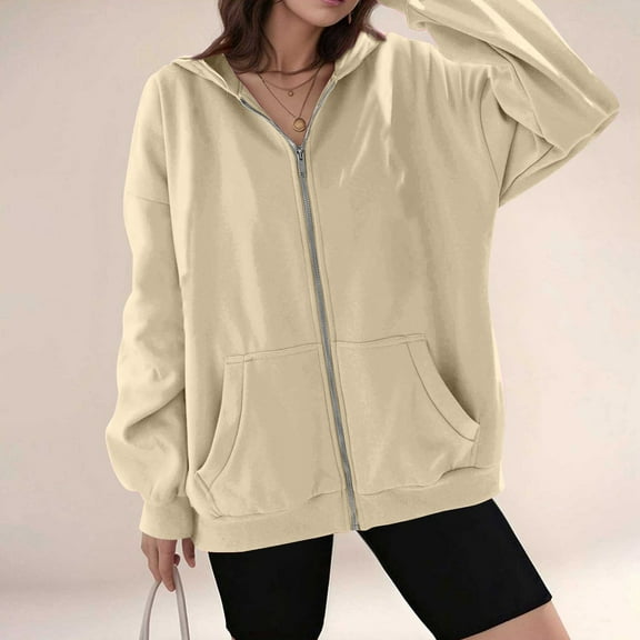 Cardigan Sweaters for Women's Fall Zipper Long Sleeve Hoodie Hooded Sweatshirt Top Outdoor Sweatshirt Shirt