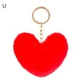thumbnail image 1 of Plush Multicolor Splicing Heart-shaped Pendant Keychain Bag Car Key Ring Decor, 1 of 7