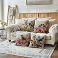 thumbnail image 4 of SOIBC-Watercolor Birds Flowers Decorative Pillowcases 2pack Spring Summer Patio Decor Cushion Cover Farmhouse Rustic Birds Floral Pillow Covers 18 x 18 Inches for Sofa Couch Porch (Blue/Purple), 4 of 4
