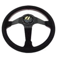 thumbnail image 4 of Heart Bliss Universal 350mm 3" Deep Dish 6-Bolt Steering Wheel Black Suede, 4 of 7